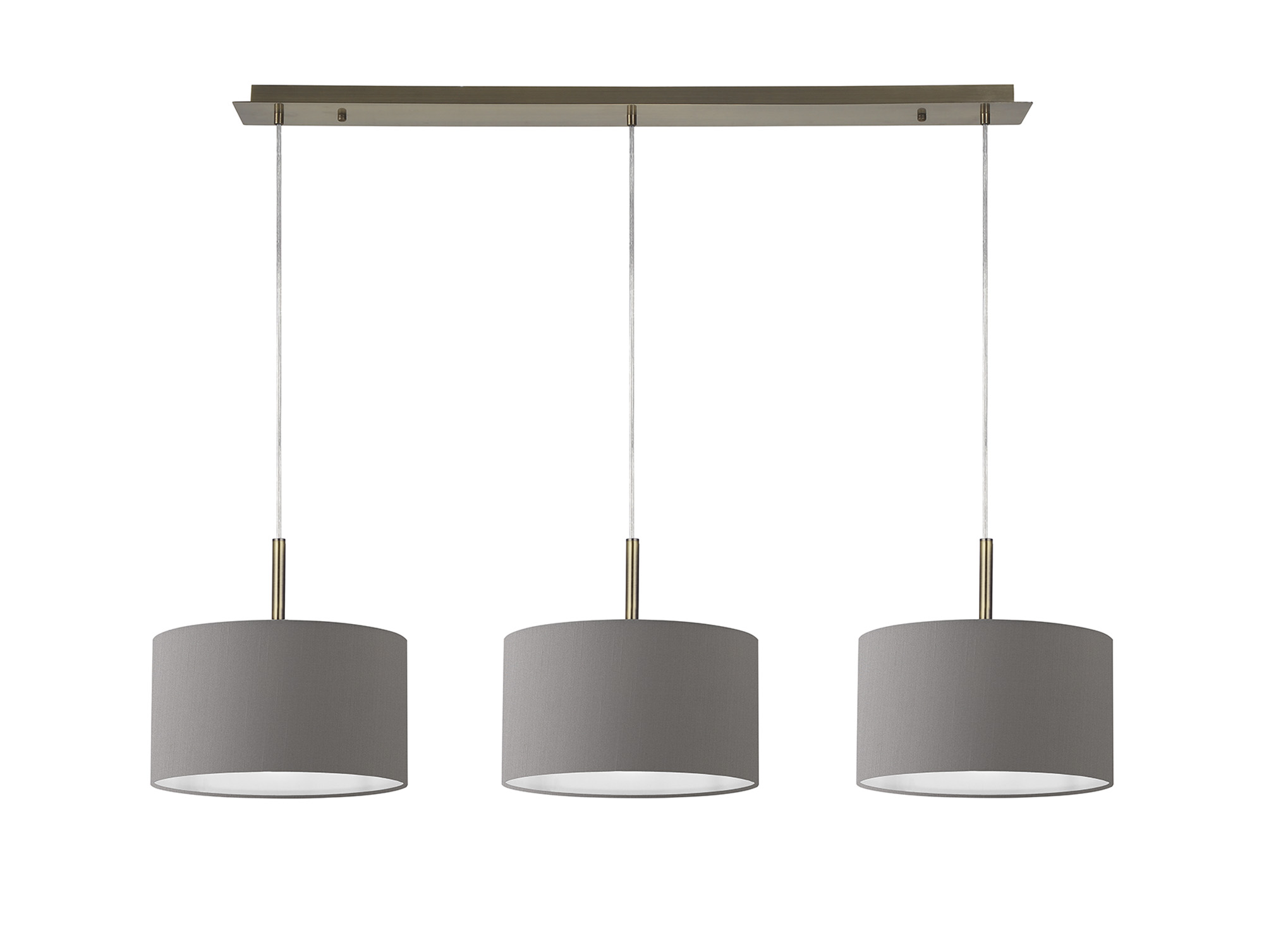 Baymont 30cm Shade 3 Light Pendant Antique Brass, Grey DK0576  Deco Baymont AB GR